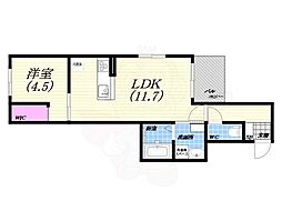 ブリアン西宮 1LDKの間取図画像
