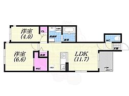 ブリアン西宮 2LDKの間取図画像