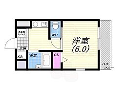 プティソレイユ 1Kの間取図画像