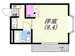 モギハイツ ワンルームの間取図画像