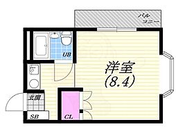 モギハイツ ワンルームの間取図画像
