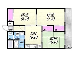 ジェイウエストコート 3DKの間取図画像