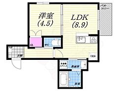 ラ・カーサ甲子園口 1LDKの間取図画像