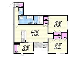(仮称)西宮市甲子園浦風町へーベルメゾン 3LDKの間取図画像