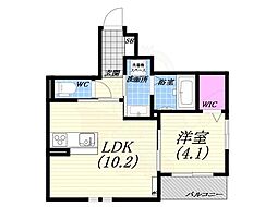 芦屋原通レジデンス 1LDKの間取図画像