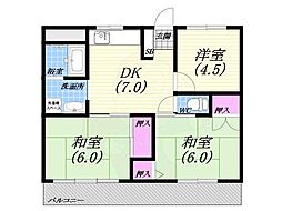 香枦園レジデンス 3DKの間取図画像