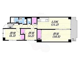 芦屋ニューコーポ 3LDKの間取図画像