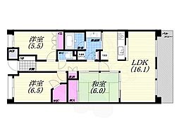 甲子園六石町ハイツ 3SLDKの間取図画像