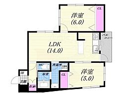 KHAUS 2LDKの間取図画像