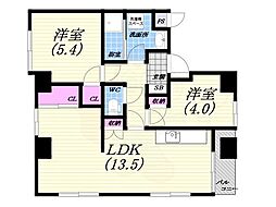 ガーデンハイツ芦屋 2LDKの間取図画像