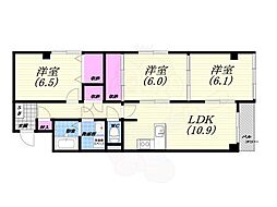 ロイヤルハイツ甲子園口 3LDKの間取図画像