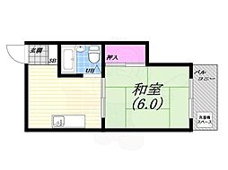 リバーハイツ 1DKの間取図画像