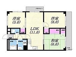 レジデンス芦屋 3LDKの間取図画像