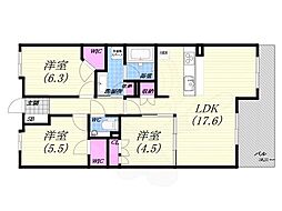 パークシュロス芦屋 3LDKの間取図画像