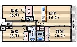 甲子園六石町ハイツ 3LDKの間取図画像