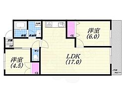 アルモニーNAKAMOTO 2LDKの間取図画像