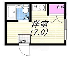 カッシーナ甲子園 ワンルームの間取図画像