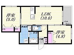 G-CUBE岡上の町 2LDKの間取図画像