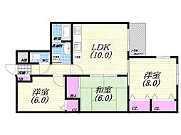 ミストラル芦屋東山 3LDKの間取図画像