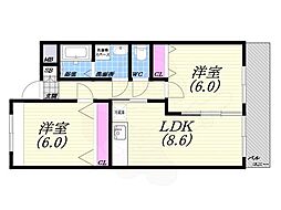 グランドレジデンス西宮 2LDKの間取図画像