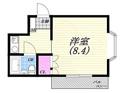 モギハイツ ワンルームの間取図画像