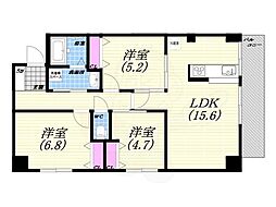 ロジュマンヴェール若草 3LDKの間取図画像