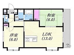 ジョイフルハイツ 2LDKの間取図画像