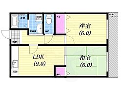 マンションオモヤ 2LDKの間取図画像