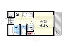 レジェンド西宮 1Kの間取図画像