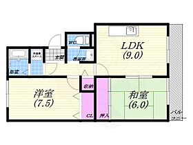 ハイアットホーム北名次  ｜ 兵庫県西宮市北名次町（賃貸マンション2LDK・3階・54.15㎡） その2