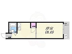 三甲イエム 1Kの間取図画像