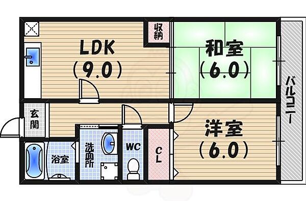 マンションOMOYA ｜兵庫県西宮市江上町(賃貸マンション2LDK・3階・49.00㎡)の写真 その2