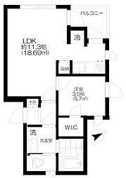 吉祥寺オリーブの庭東棟 1LDKの間取図画像