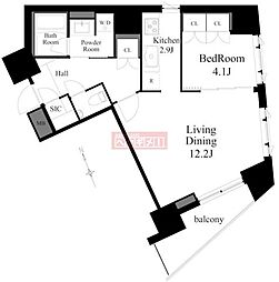 DeLCCS白山 8階1LDKの間取り