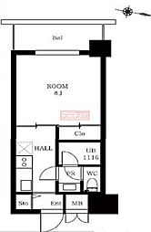 シルバープラザ白山 4階1Kの間取り