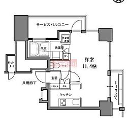 文京ガーデンザサウス ワンルームの間取図画像