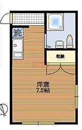 上野アパートメント ワンルームの間取図画像