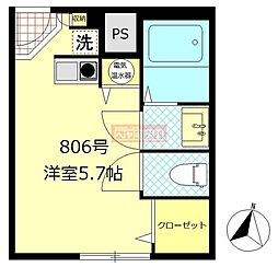 九段アビタシオン ワンルームの間取図画像