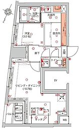 ハーモニーレジデンス千代田岩本町 1LDKの間取図画像