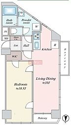 駒込グローリア初穂 1LDKの間取図画像