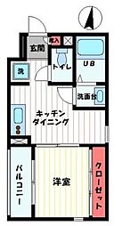 シャルマン 1Kの間取図画像