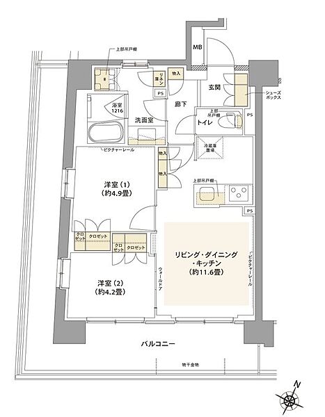 コムレジ赤羽　賃貸棟 501｜東京都北区赤羽南2丁目(賃貸マンション2LDK・5階・51.19㎡)の写真 その2