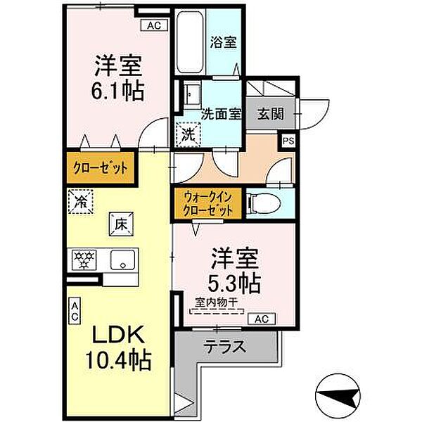 東京都葛飾区西亀有3丁目(賃貸アパート2LDK・1階・53.03㎡)の写真 その1