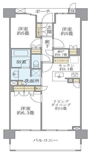 Ｂｒｉｌｌｉａ大山町 506｜東京都板橋区大山町(賃貸マンション3LDK・5階・68.22㎡)の写真 その2