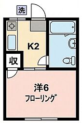 藤山荘 1Kの間取図画像