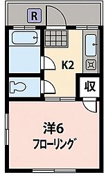 藤山荘 1Kの間取図画像