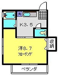 ラ・ヴェルハル 1Kの間取図画像
