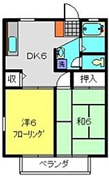 上大岡グリーンハイツC棟 2DKの間取図画像