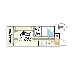 メゾンドフレシール ワンルームの間取図画像