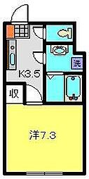 ラ・プラージュ2 1Kの間取図画像
